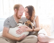 couple-stages-adorable-newborn-baby-photo-shoot-pet-dog